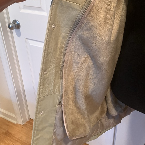 Men’s 100% Cream Color Leather Jacket Size 2XLT - Picture 2 of 5